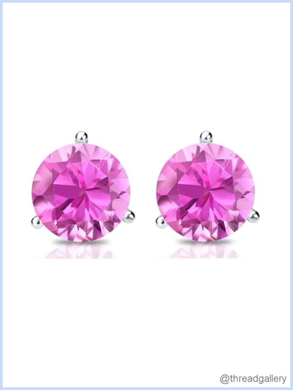 Sterling Silver Simulated Pink Tourmaline Stud Earrings 6.5mm